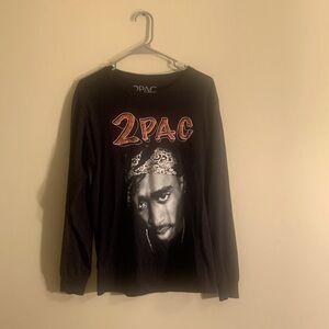 2PAC T-Shirt Rapid Adult Small Black Long Sleeve Crew Neck Graphic Pullover